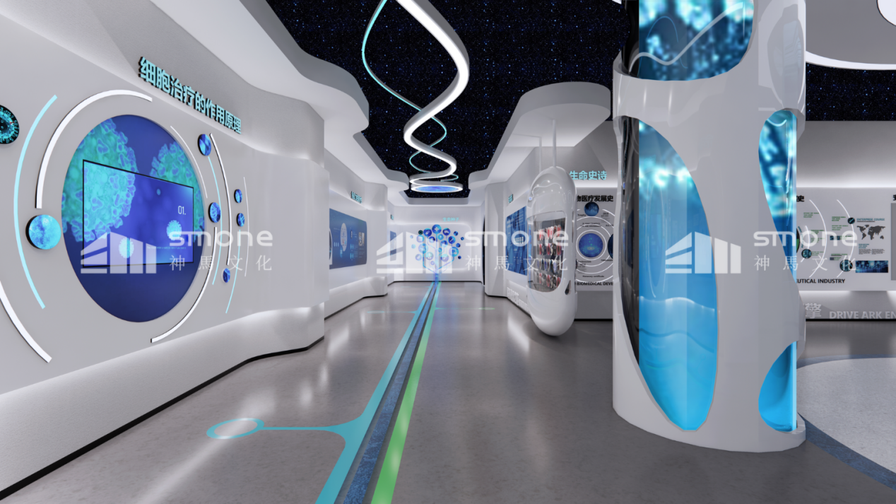 干細胞科普館：漫游生命 “源代碼” 的星際航道|干細胞展廳設計|干細胞科普館設計|生物肽展廳設計|生物醫藥展廳|神馬文化展廳設計公司